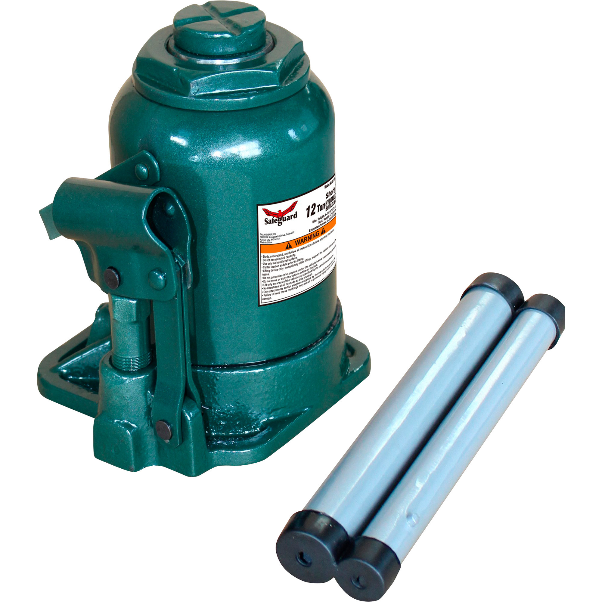 Safeguard 12Ton Short Hydraulic Bottle Jack — Model 61124 Northern Tool